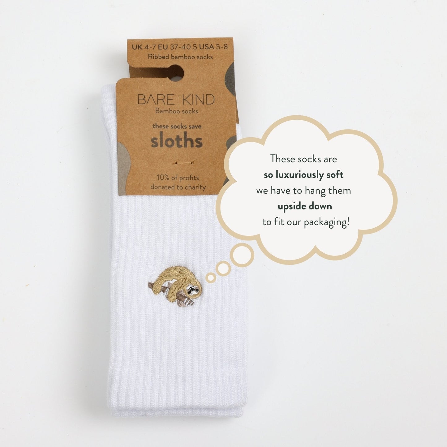 Save the Sloths Ribbed Bamboo Socks